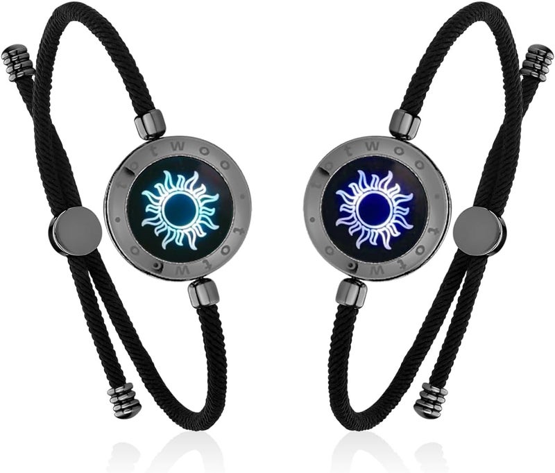 totwoo Long Distance Touch Bracelets for Couples, Smart Light & Vibration Love Jewelry, Long Distance Valentines Day Gifts for Him Her Women Men, One-to-One Bluetooth Pairing via App - Image 1